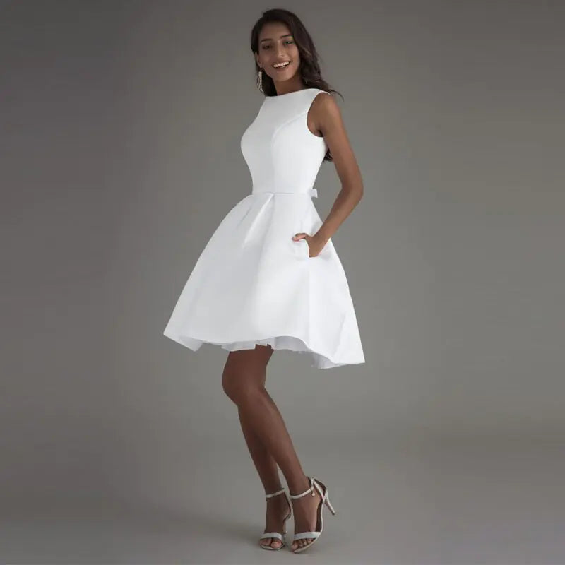 Simple White Short Party Dress