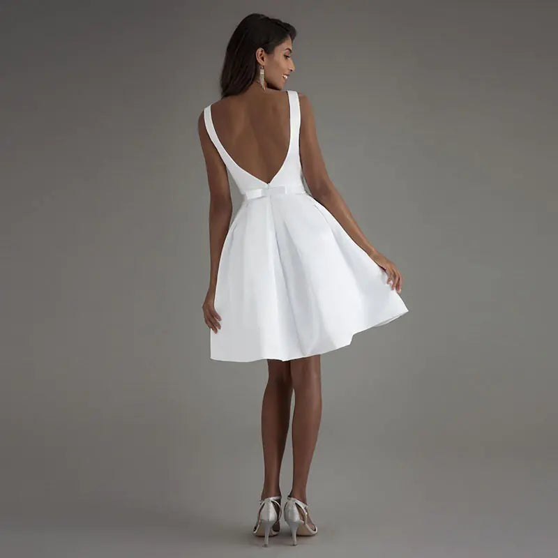Simple White Short Party Dress
