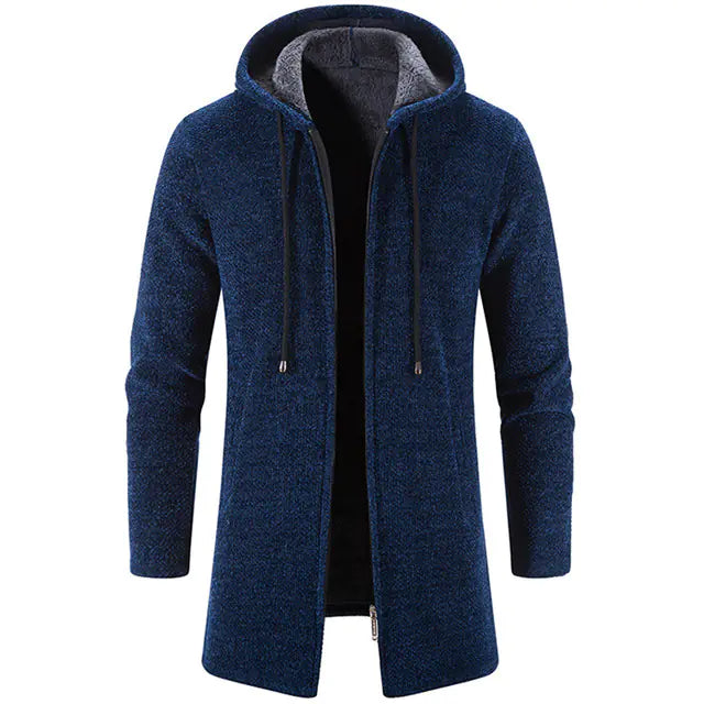 Men's Medium Long Zipper Cardigan Sweater Coat