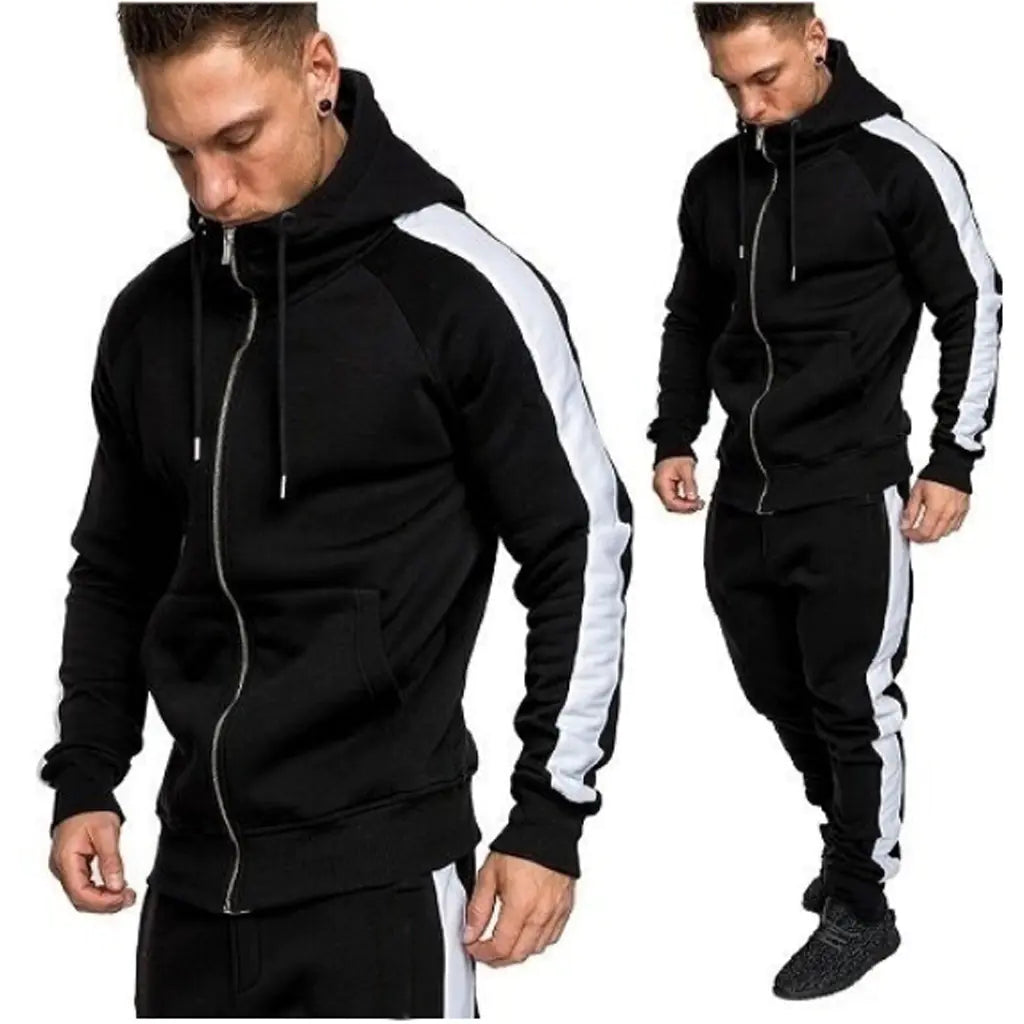 Men's Casual Sports Jacket and Hoodie Tracksuit Set