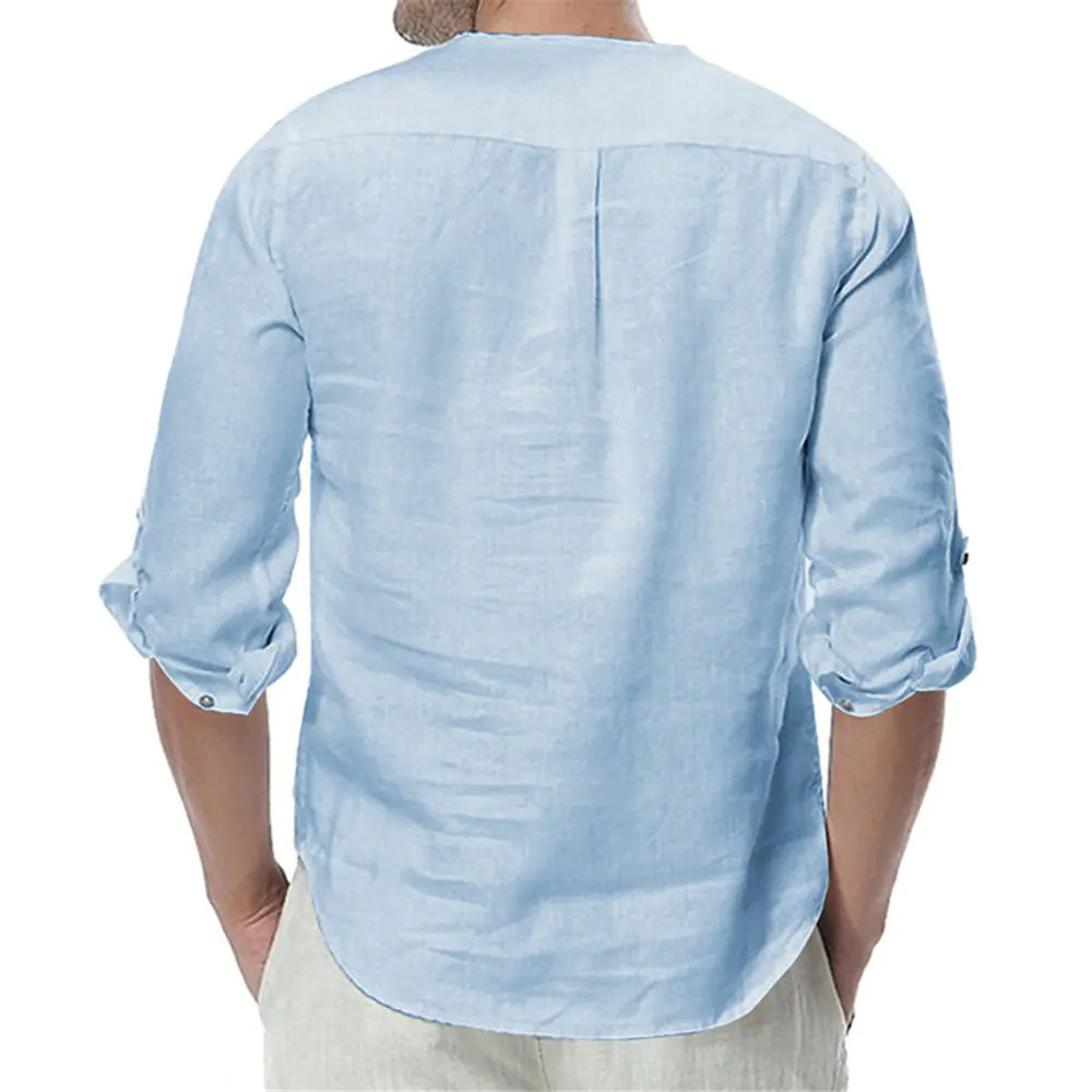Global Chic Men's Linen Long Sleeve Shirt