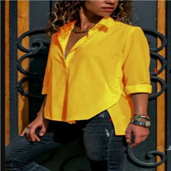 Irregular Split Casual Women's Shirt for Office Fashion