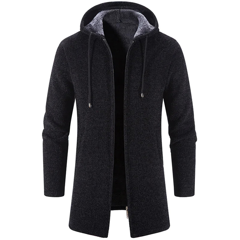 Men's Medium Long Zipper Cardigan Sweater Coat