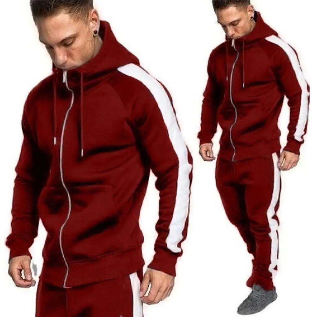 Men's Casual Sports Jacket and Hoodie Tracksuit Set