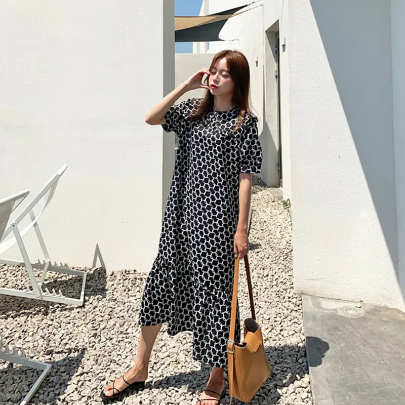 Black Floral Fairy Dress 2019 Summer Loose Chiffon