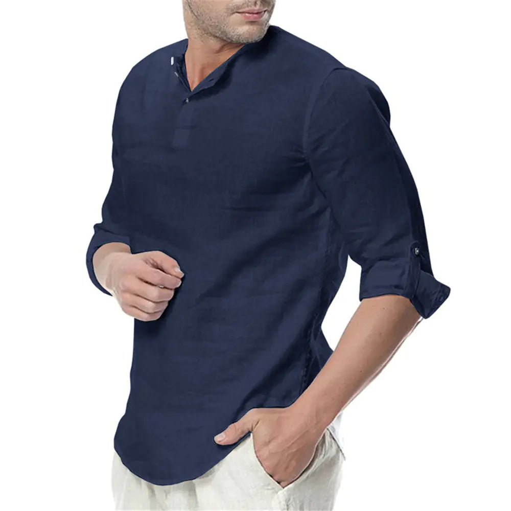 Global Chic Men's Linen Long Sleeve Shirt