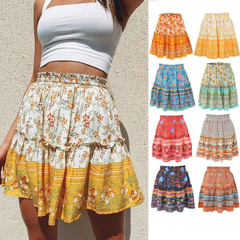 Bohemian Cotton Floral Skirt