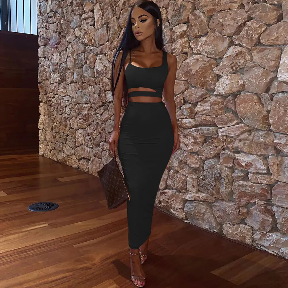 Women's Fashion Sexy Ruffled Two-Piece Dress