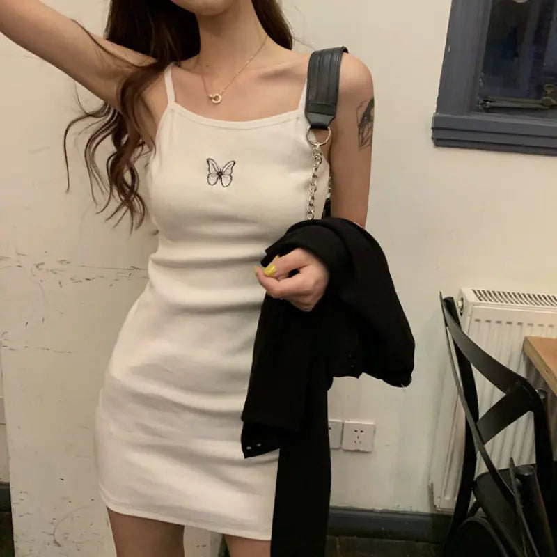 Cotton Sleeveless Dress with Sexy Fitted Underlayer