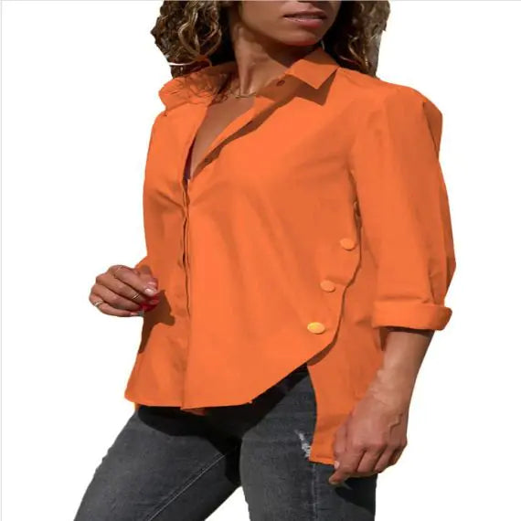 Irregular Split Casual Women's Shirt for Office Fashion