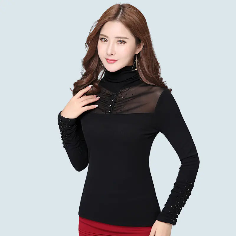 Women's Fleece T-Shirt with Mesh Base Layer Top
