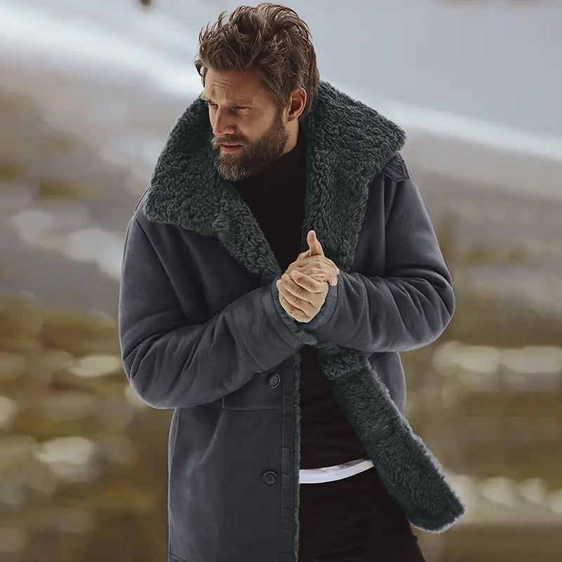Men's Winter Lined Fleece Trench Coat