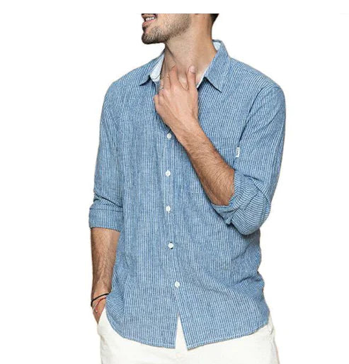 Men's Casual Simple Long Sleeve Cotton Linen Shirt