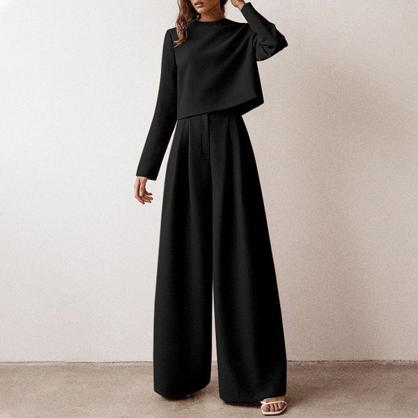 Elegant Two-Piece Palazzo Set in Brown Cotton