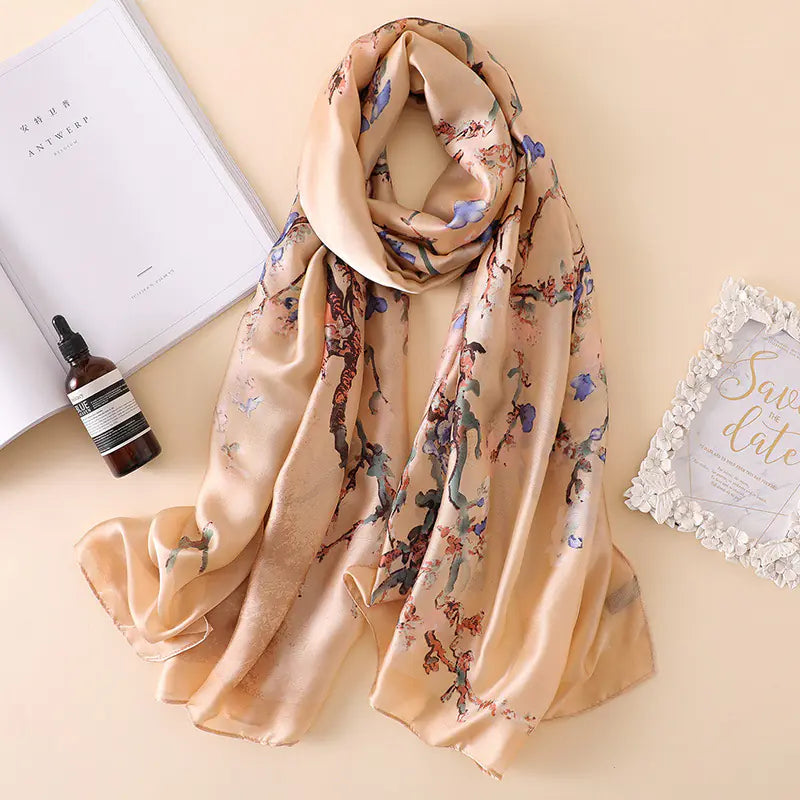 Beach Sunscreen Shawl, Versatile Long Scarf, Silk Scarf