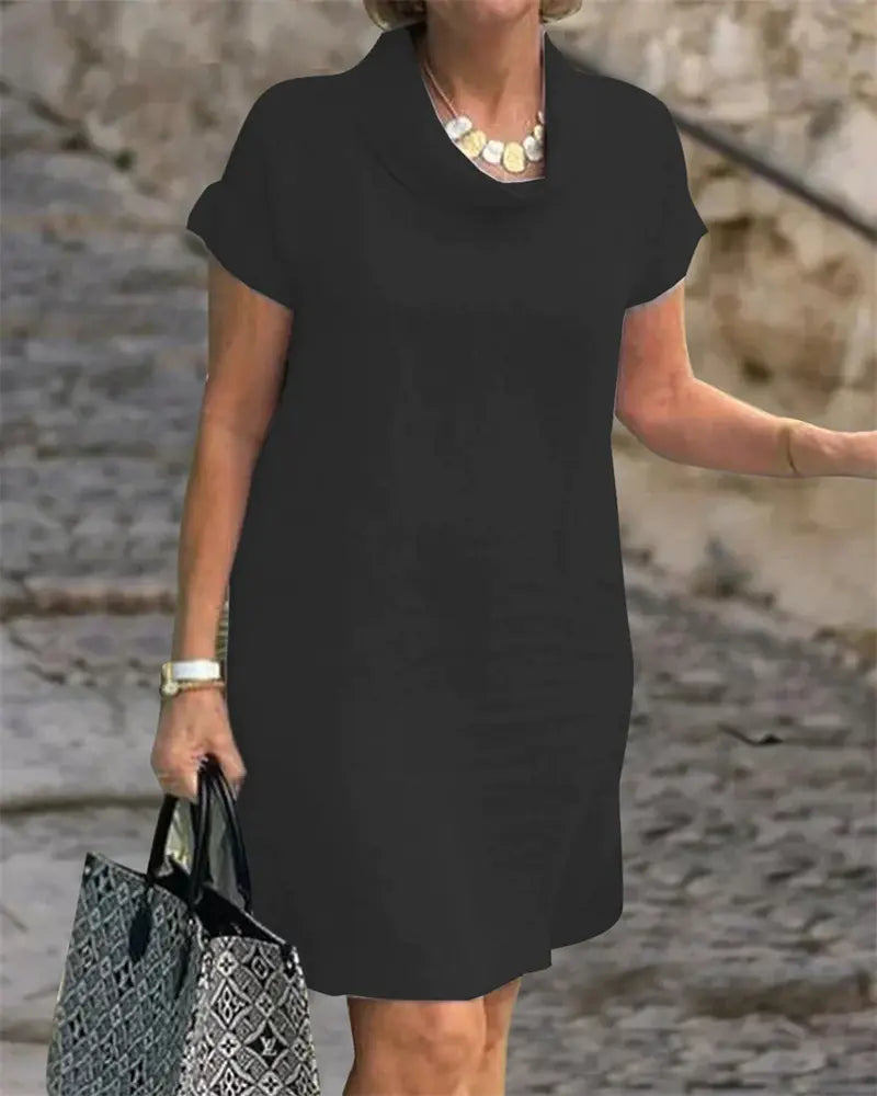 Women's Casual Summer Dress with Shawl Collar