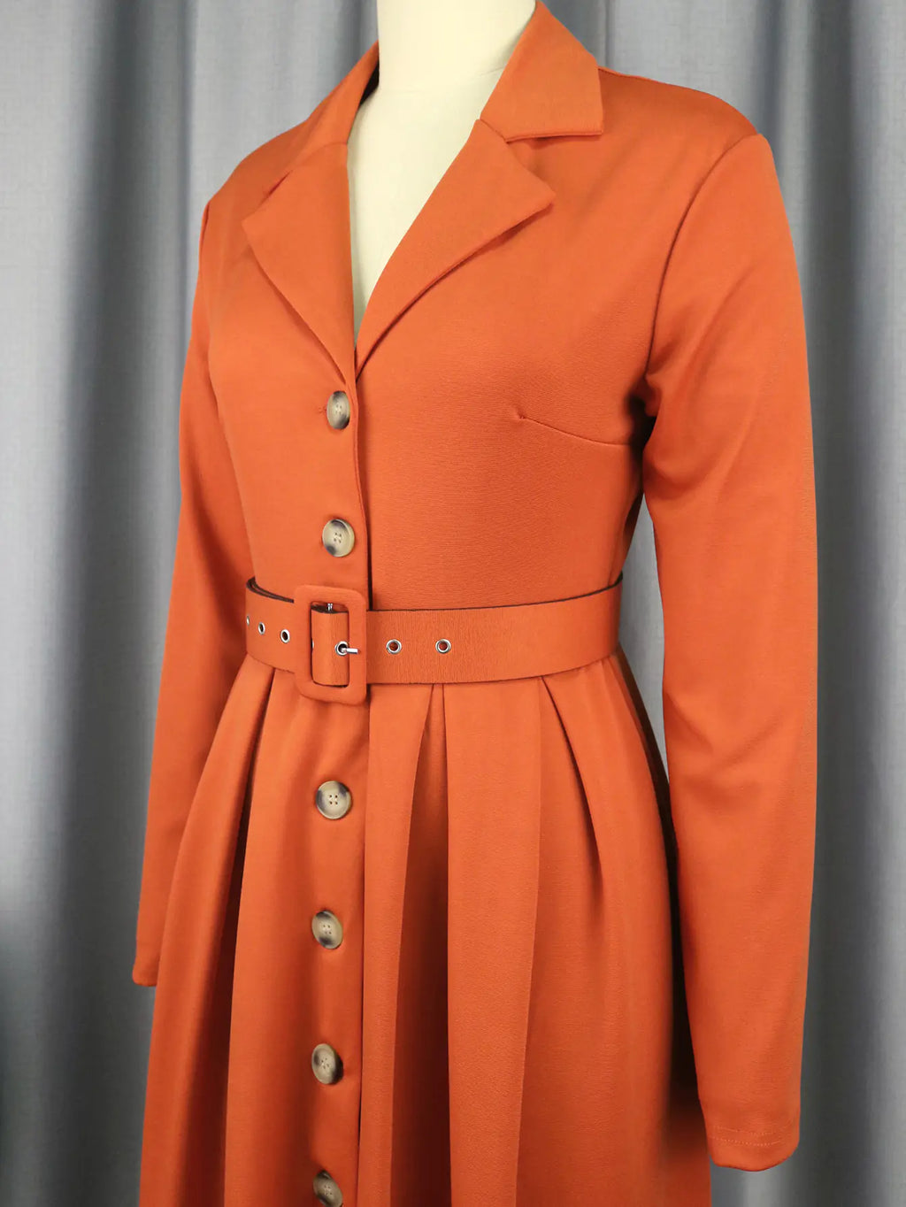 Elegant Women's Long Sleeve A-Line Midi Office Dress