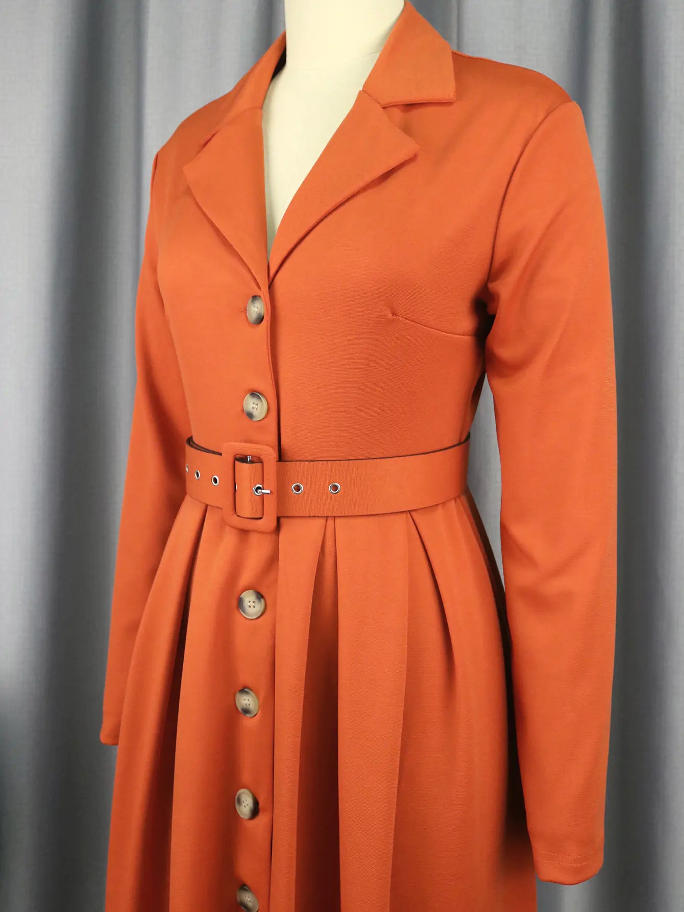Elegant Women's Long Sleeve A-Line Midi Office Dress