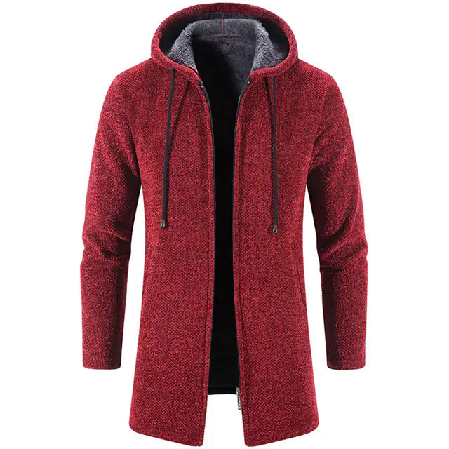 Men's Medium Long Zipper Cardigan Sweater Coat