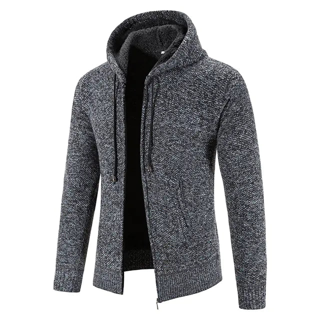 Winter Thick Hooded Cardigan for Men - Slim Fit Sweater