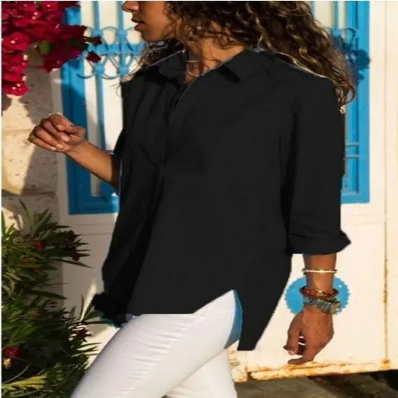 Irregular Split Casual Women's Shirt for Office Fashion
