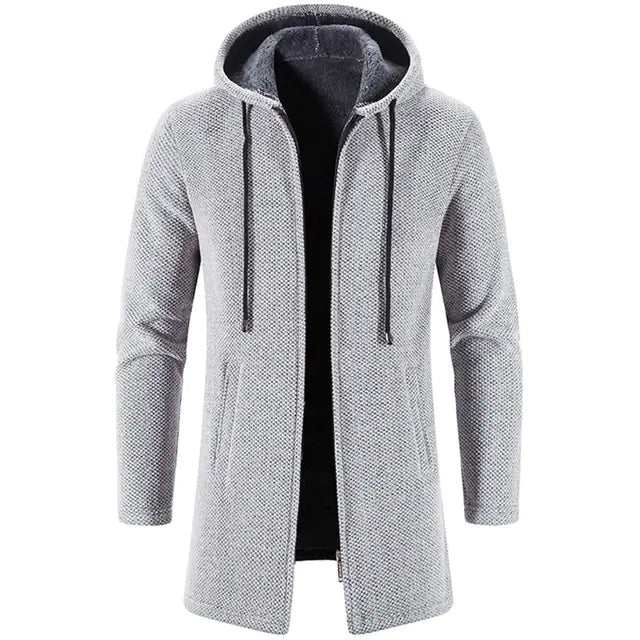 Men's Medium Long Zipper Cardigan Sweater Coat