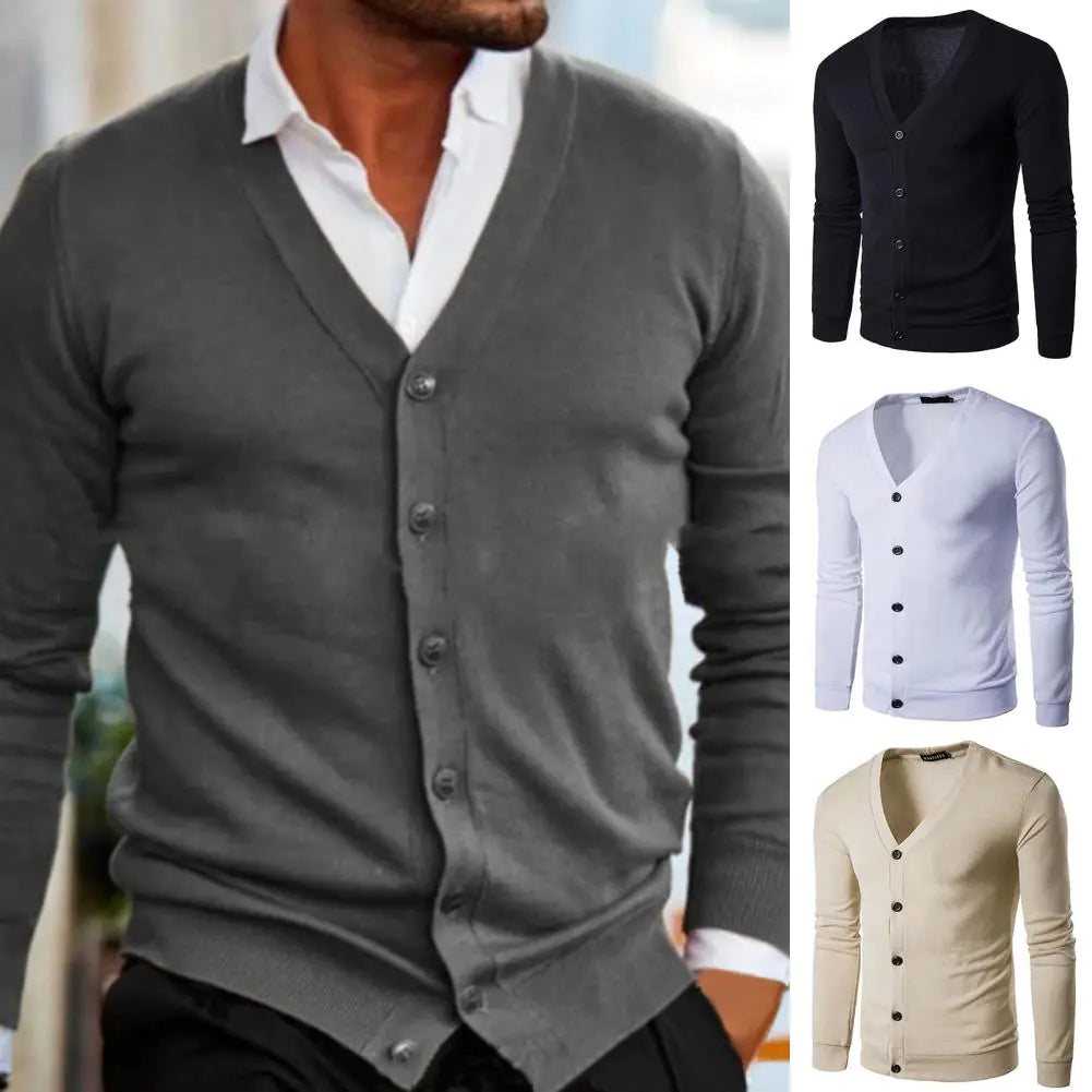 Vintage Men's Knitted V-Neck Sweater Cardigan