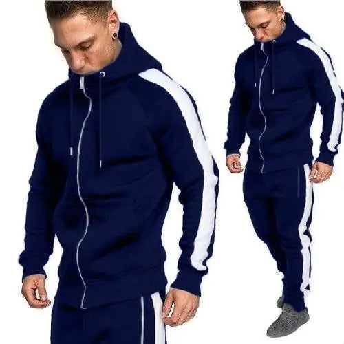 Men's Casual Sports Jacket and Hoodie Tracksuit Set