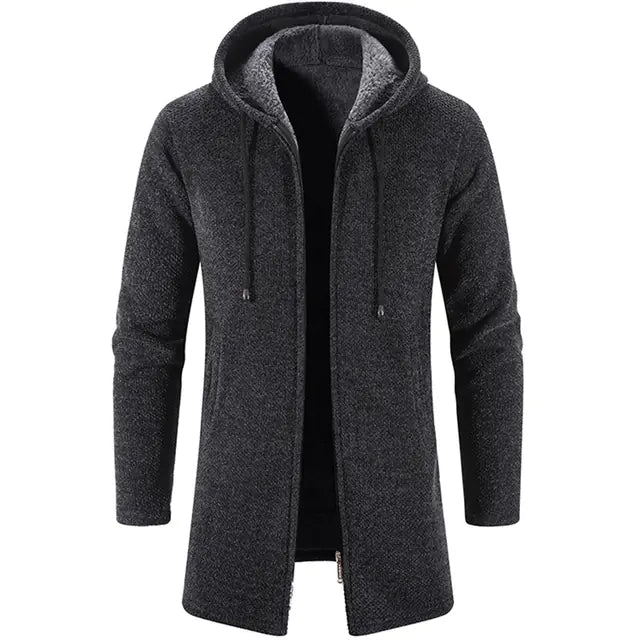 Men's Medium Long Zipper Cardigan Sweater Coat