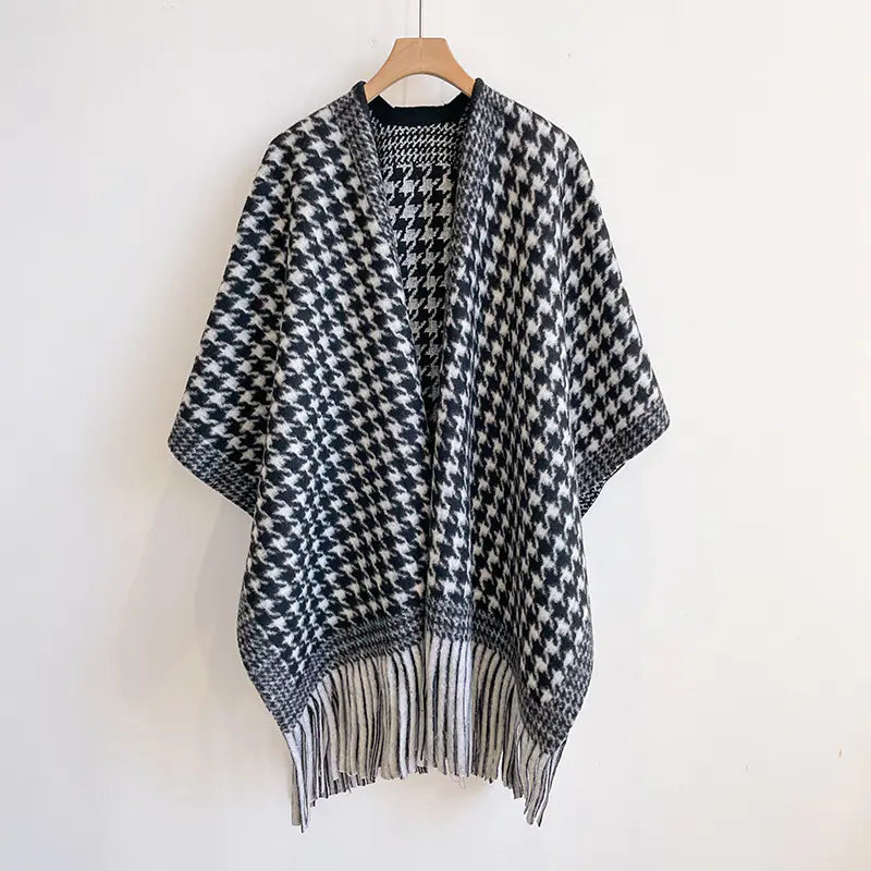 Versatile English Plaid Shawl Cape