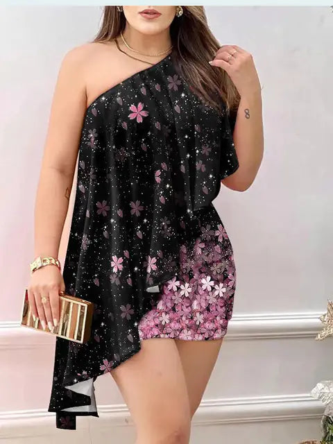 Boho Fashion Summer Women's Print Mini Dress with Collar