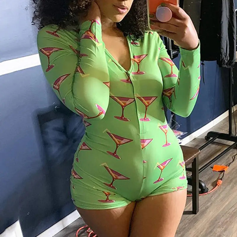 Printed Slim Fit Sexy Jumpsuit