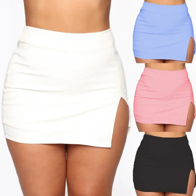 Retro High Waist Mini Skirt for Women - Front Split Design
