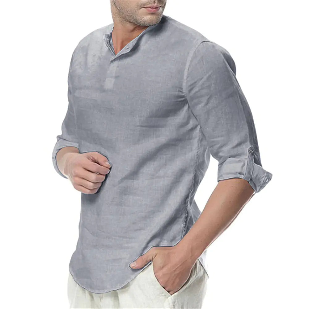 Global Chic Men's Linen Long Sleeve Shirt