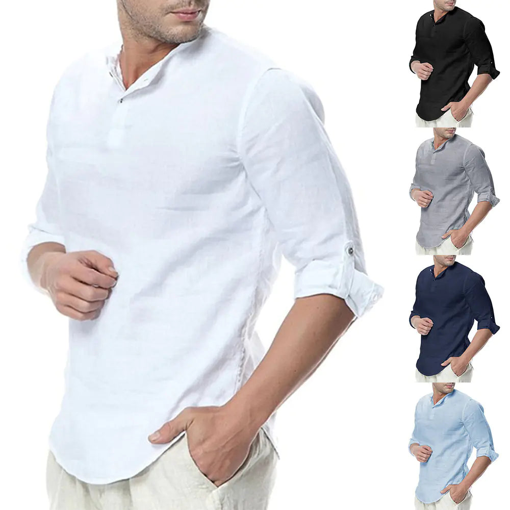 Global Chic Men's Linen Long Sleeve Shirt