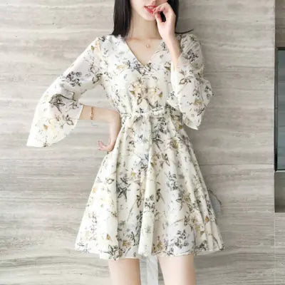 Floral Petite V-Neck A-Line Dress