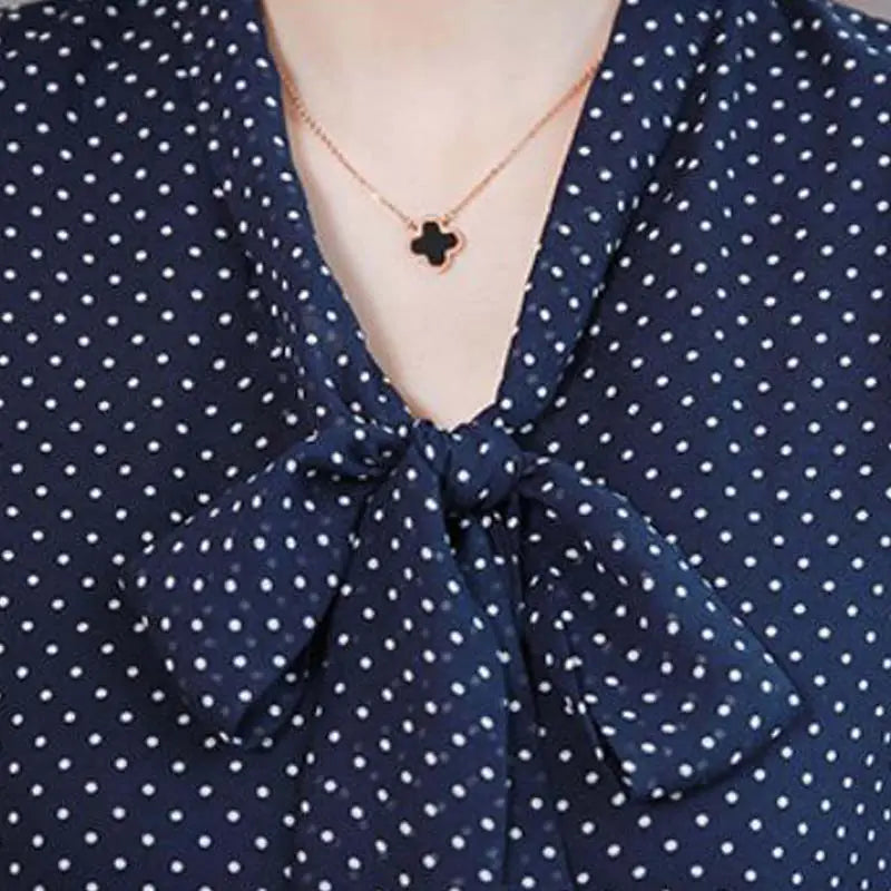 Korean Style Bow Chiffon Blouse for Women