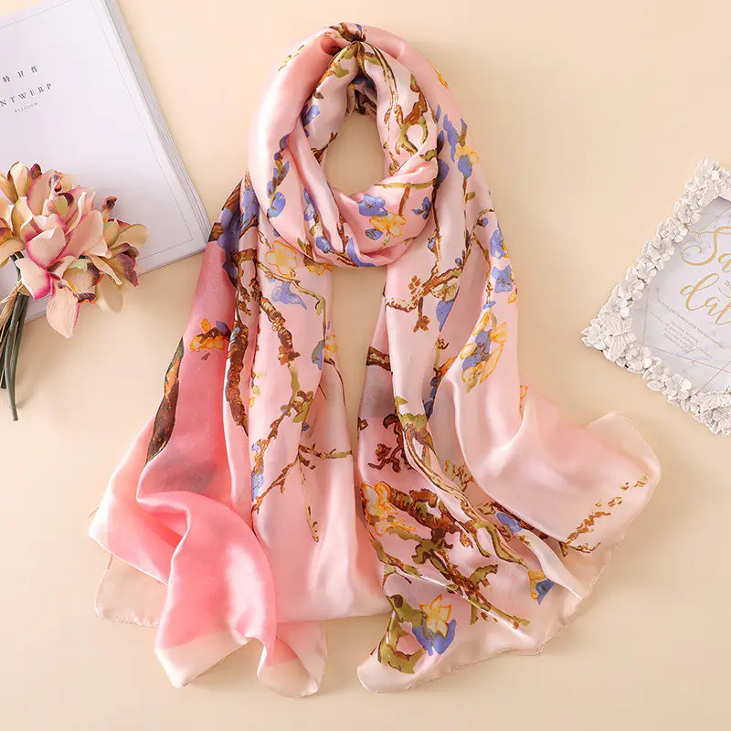 Beach Sunscreen Shawl, Versatile Long Scarf, Silk Scarf
