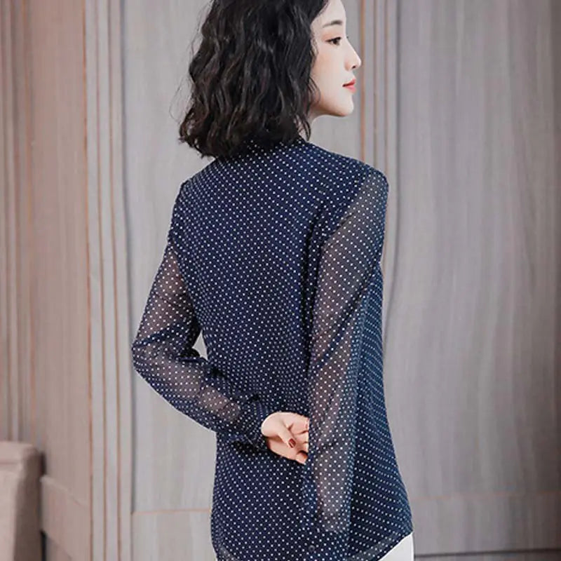 Korean Style Bow Chiffon Blouse for Women