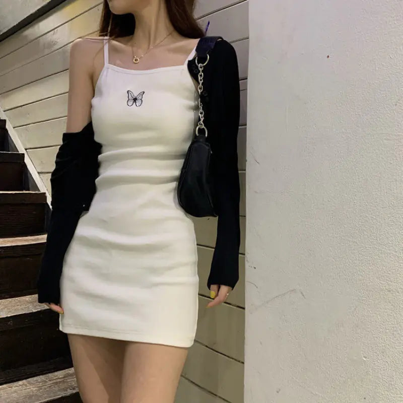 Cotton Sleeveless Dress with Sexy Fitted Underlayer