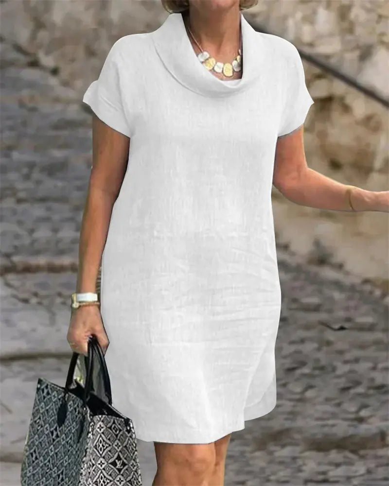 Women's Casual Summer Dress with Shawl Collar
