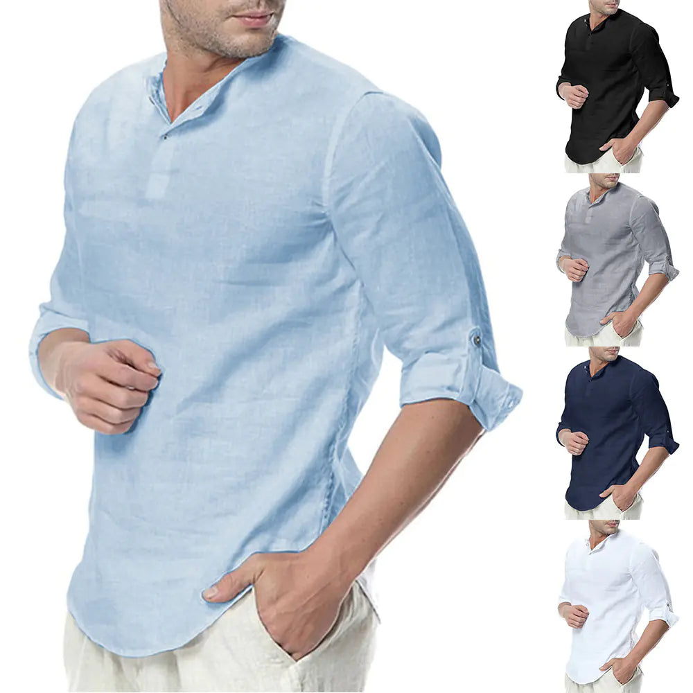 Global Chic Men's Linen Long Sleeve Shirt