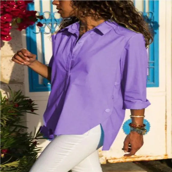 Irregular Split Casual Women's Shirt for Office Fashion