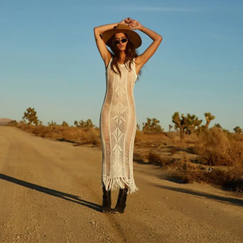 Summer Knit Tassel Beach Dress & Bikini Cover-Up