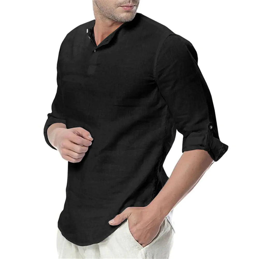 Global Chic Men's Linen Long Sleeve Shirt