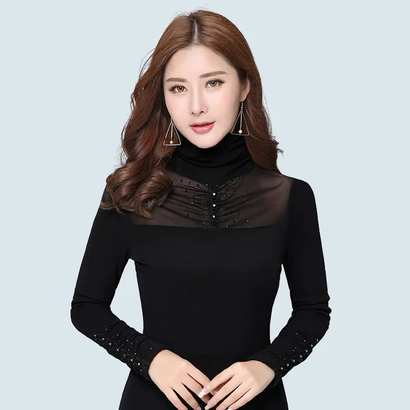 Women's Fleece T-Shirt with Mesh Base Layer Top
