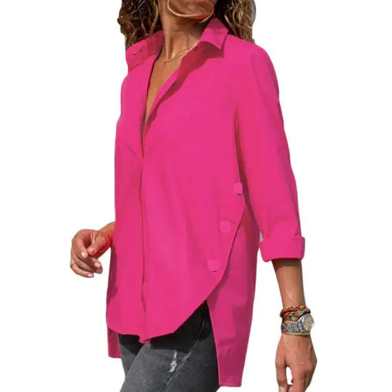 Irregular Split Casual Women's Shirt for Office Fashion