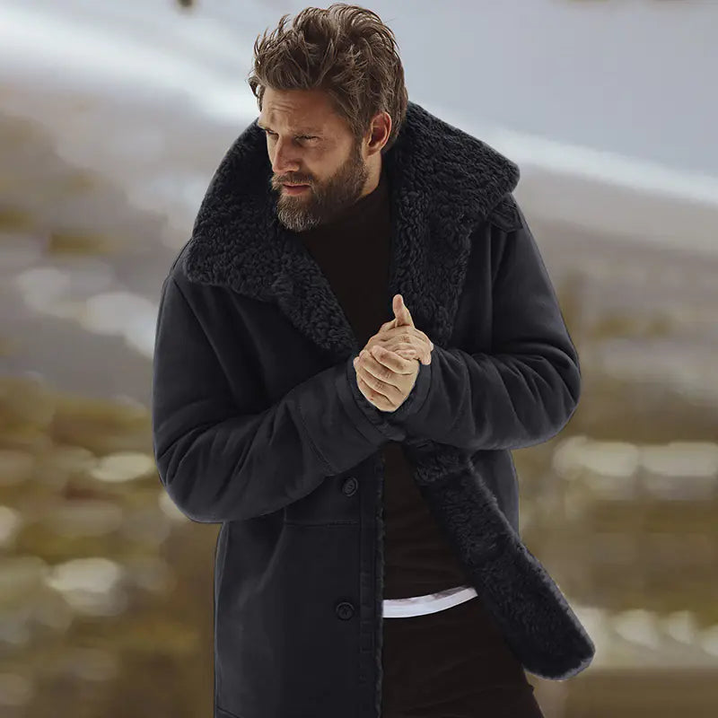 Men's Winter Lined Fleece Trench Coat