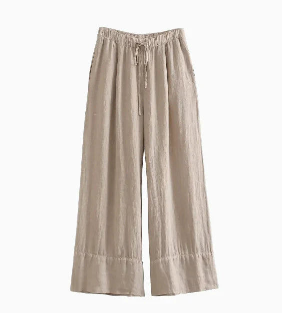 Linen Top with Wide-Leg Pants