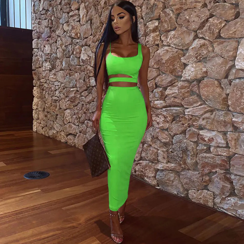 Women's Fashion Sexy Ruffled Two-Piece Dress